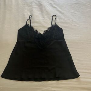 Lace Satin Black Tank Top